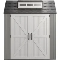 Resin Outdoor Storage Shed With Floor (7 x 7 Ft), Weather Resistant, Gray, Organization for Home/Backyard/Garden Tools 1