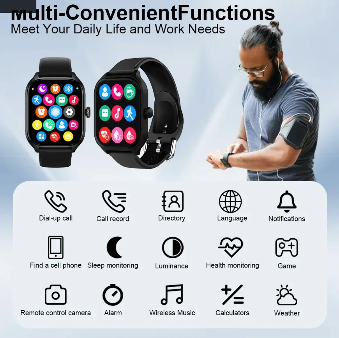 VIVO H9 Pro Sports Smart Watch Fitness Clock Health Monitor Waterproof Smartwatch Wireless Call Watches for Men Women IOS 2
