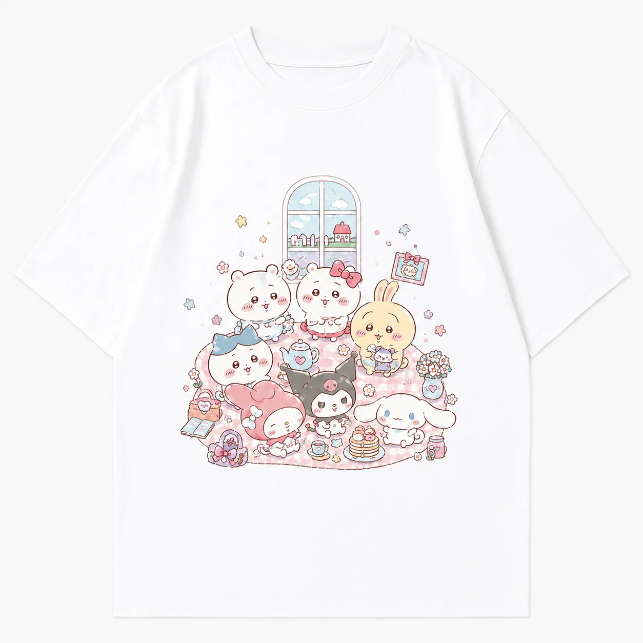 2026 CHIIKAWA Sommer Eltern-Kind Reines Baumwoll-T-Shirt Bequem Atmungsaktiv Hochwertig Ins Y2k Herren-T-Shirts