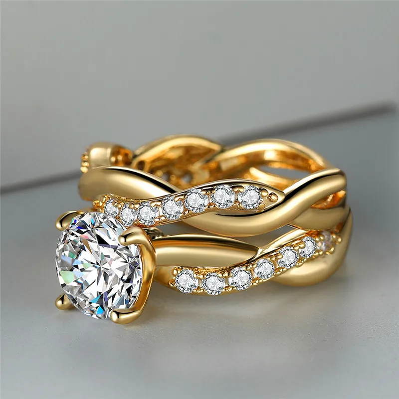 Retro Jewelry Color Crystal Ring Size 10 Rings For Women Gold