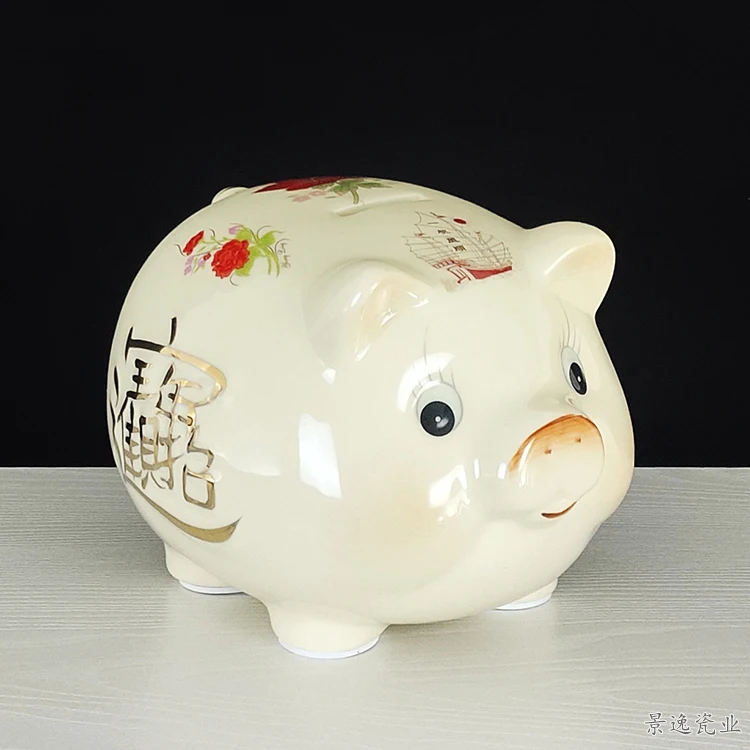 

Ceramic Pig Piggy Piggy for Papper Money Ornament Secret Large Coin Money Box Adult Kids Cartoon Hidden Storage hucha Home Decor