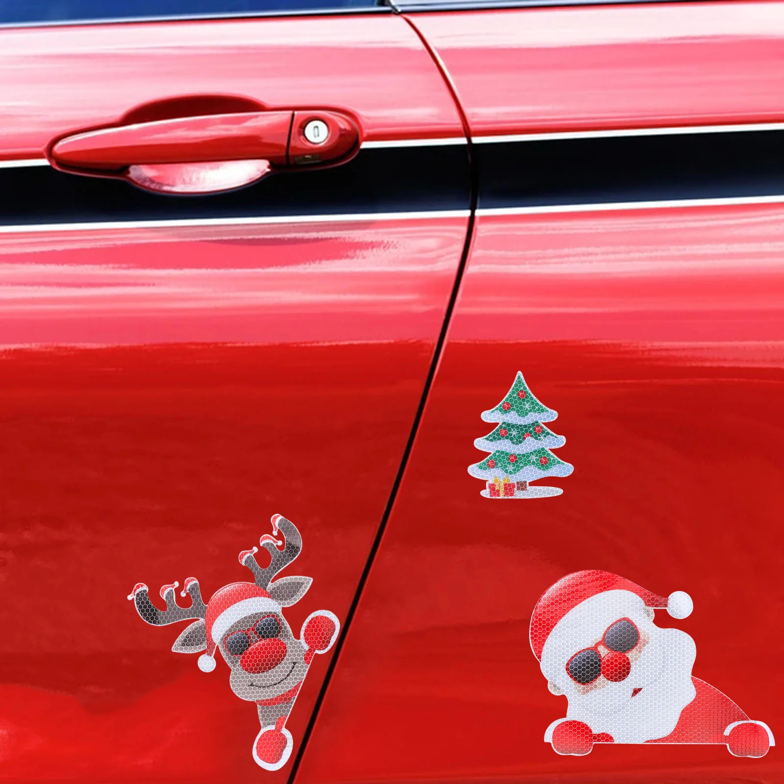 

3 Pcs Magnetic Reflective Stickers Auto Christmas Decal Magnets for Fridge Refrigerator Car