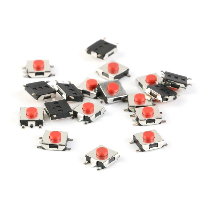 100PCS Flat Red SMD 5PIN/4PIN 6x6 Tact Push Button Switch 6x6x2.5mm 6x6x2.7mm 6x6x3.1mm 6x6x3.7mm 6x6x3.4mm 6x6x5mm Micro switch [bella] potentiometer japanese original japanese alps alps tact switch 6x6x7 2 feet blackheads 100pcs lot