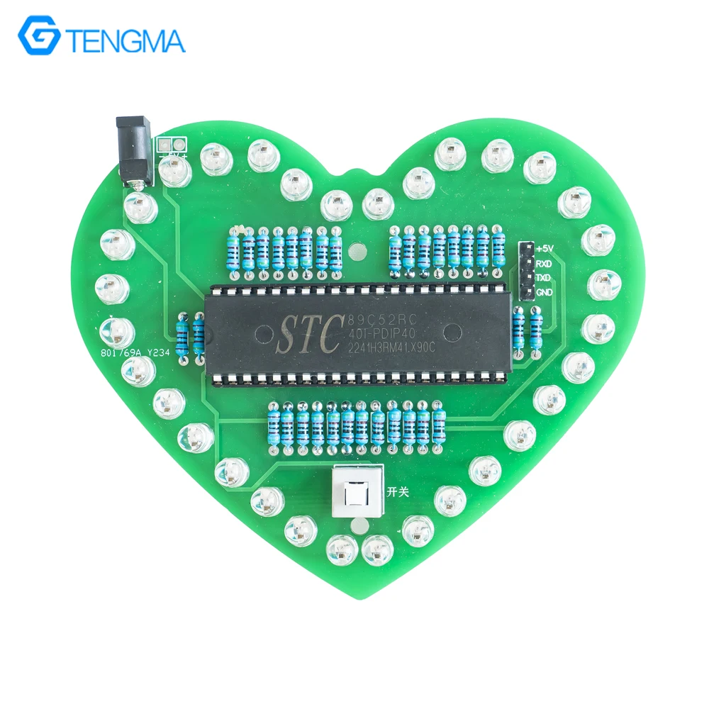 Reland - Set di luci LED lampeggianti a forma di cuore per elettrodomestici, colore: verde