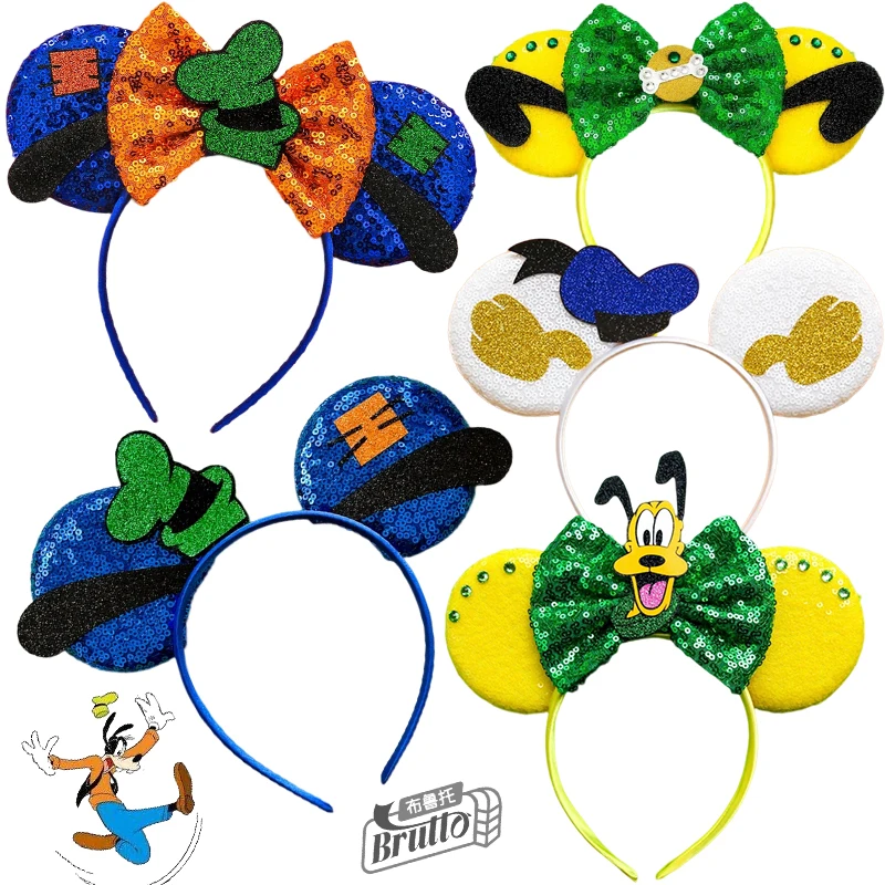 Disney Pluto Ears Headbands For Women Carnival Cosplay Goofy Hat Hairband Girls Sequins Bow Bone Hair Accessories Adult Kid Gift фигурка funko bitty pop disney goofy 4pk 4 шт