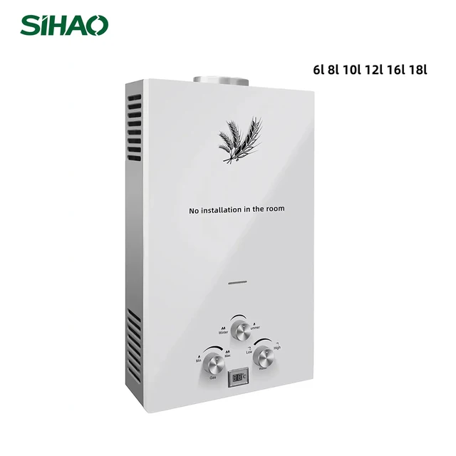 Chauffe-eau instantané au gaz GPL SIHAO 6-18L, acier inoxydable à économie d'énergie avec écran LED, protection de sécurité et contrôle intelligent 1