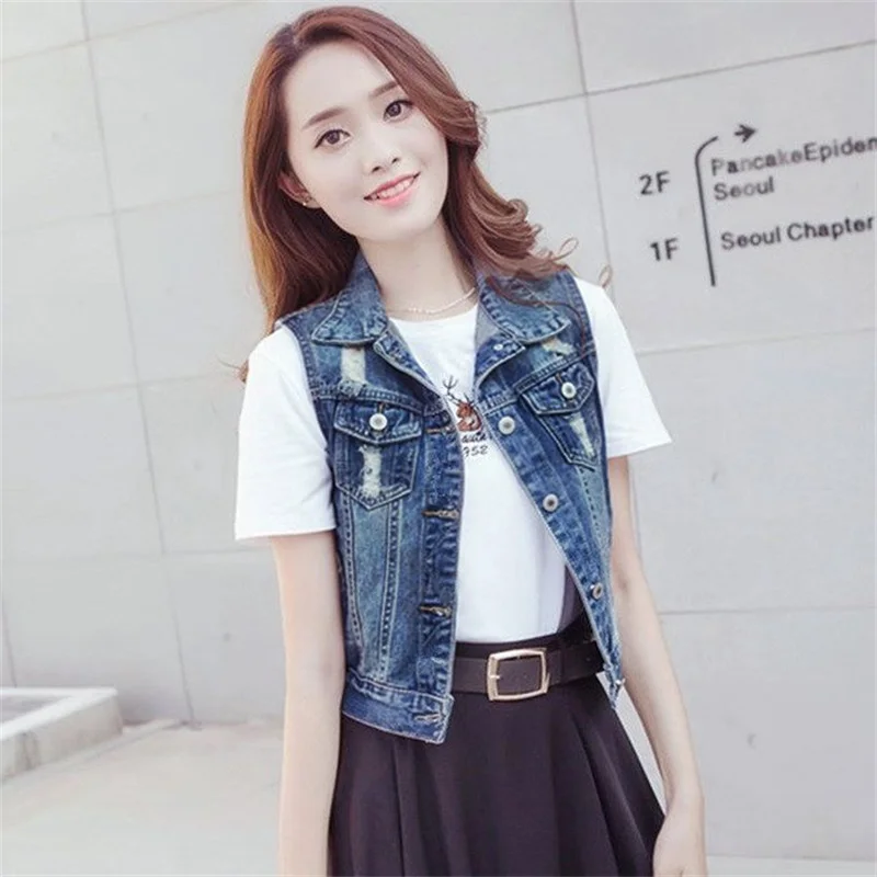 Denim Vests Women Spring Summer Casual Sleeveless Cowboy Jacket Loose Oversize Jean Waistcoats Womens Outwear Chaleco Mujer 6XL