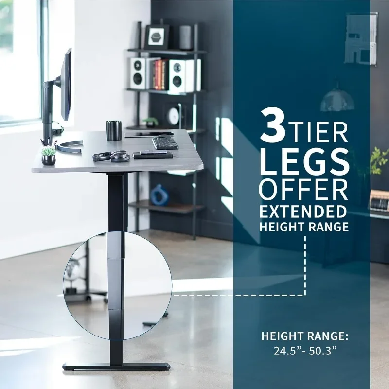 VIVO Electric 71 x 36 inch Sit Stand Desk, Dual Motor Memory Controller Height Adjustment, 2B Series, Dark Gray Top Black Frame 5