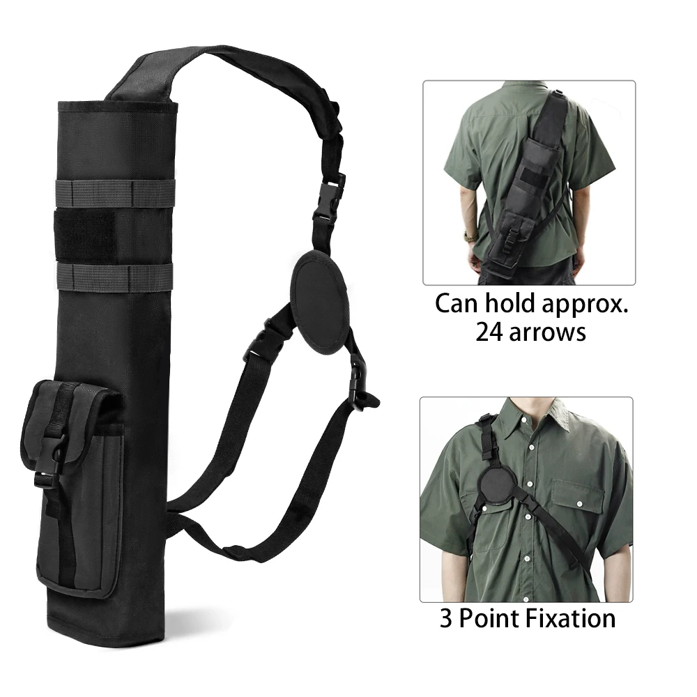 Archery Back Arrows Quiver Bag, Quiver Arrow Holder with Molle System and Pockets Archery Quiver for Hunting Shooting Target Pra 5
