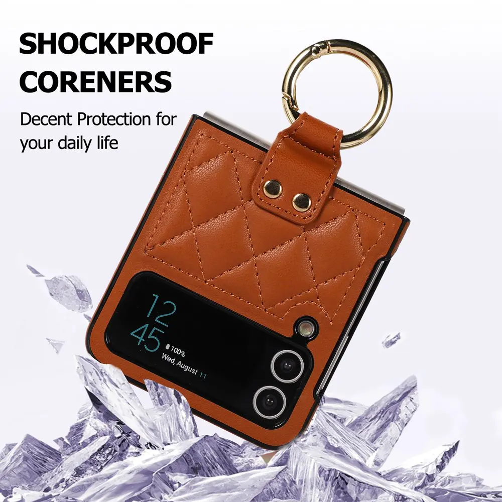 Ring Holder Case for Samsung Galaxy Z Flip 4 Case Leather Luxury Fashion Shockproof Case for Samsung  Z Flip 3 4 Flip4 5G Cover