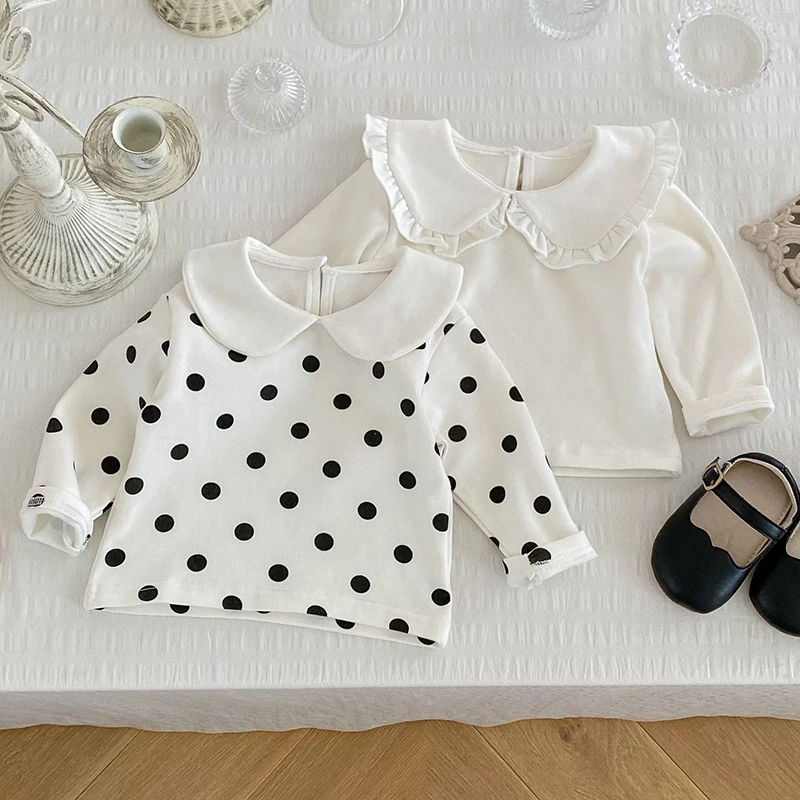 Autumn Toddler Baby Girl Long Sleeved Cotton Dot Printing T-shirt Children Clothing Newborn Baby Girls Pullover Tops