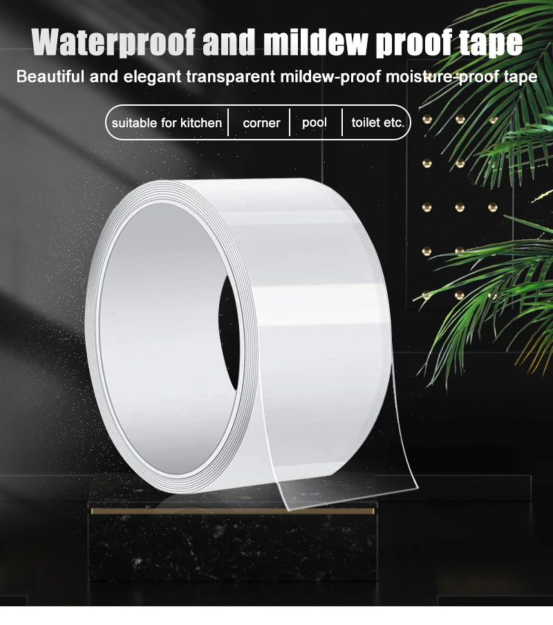 5M Nano Double Tape Cleanable Reusable Waterproof Adhesive Strong  Transparent Side Wall Tape No Trace Kitchen Bathroom Universal - AliExpress