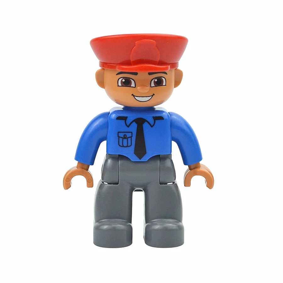 Jumbo Building Block Character Set - Farmer, Pirate, Worker, Doctor & Policeman Figures
