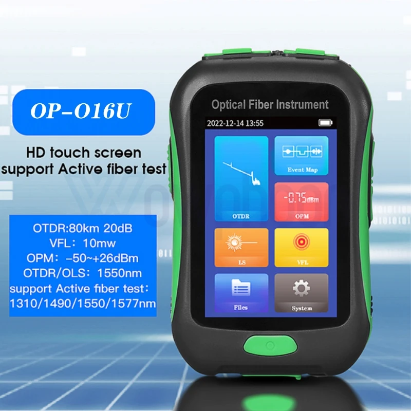 

OP-O16A/U OTDR Active Fiber Live Test, 1550 нм, 20 дБ, 80 км, OTDR, сенсорный экран, OPM, VFL, OLS, светодиодный тестер, SC, UPC APC индивидуально