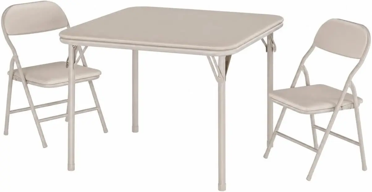 Garvee Kids Table and 2 Chairs Foldable Set, Space-Saving Children's Desk with Chairs for Playing, Drawing & Homework, for Kids Ages 3 and Up, White