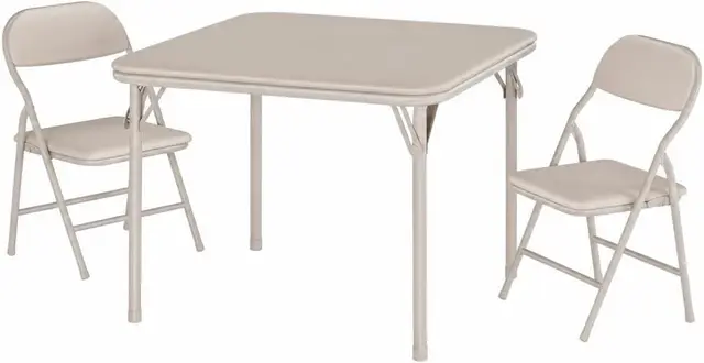 Garvee Kids Table and 2 Chairs Foldable Set, Space-Saving Children's Desk with Chairs for Playing, Drawing & Homework, for Kids Ages 3 and Up, White
