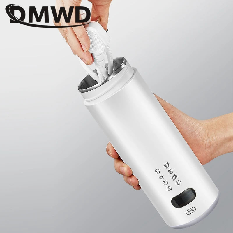 DMWD Electric Heating Kettle Portable Water Cup 0.4L Water Boiler Thermos cup Tea Pot Brewing milk Adjustable temperature Travel 6
