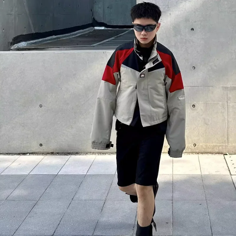 23Ss Streetwear Rose Men Punching Jacket Y2K Impiombato Nylon Stand-Up Collar Jacket Donna Addensare Giacca Polarizzata