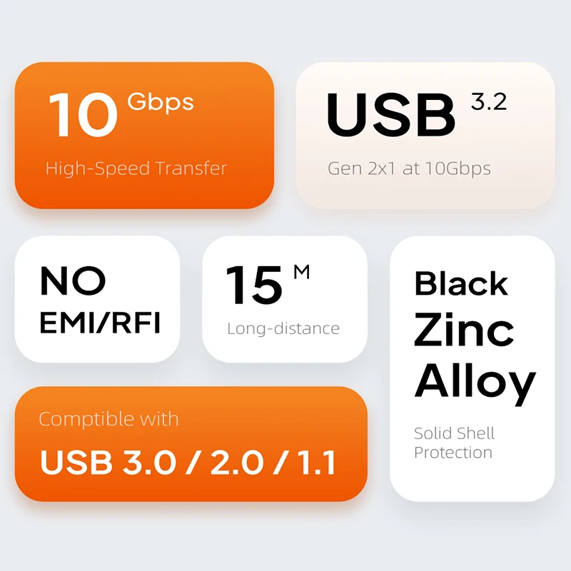 CABLETIME USB C 3.2 Gen 2 액티브 광 데이터 케이블 AOC 광섬유 데이터 전송 USB C 케이블 10Gbps 5M/10M/15M 게임용 VR 카메라용