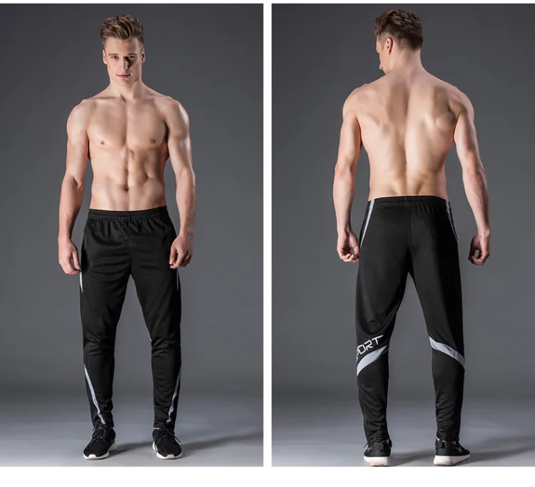 Men Running Sport Pants With Zipper Pockets Football Joggings Training Sweatpants Basketball Soccer Trousers workout pant Male
