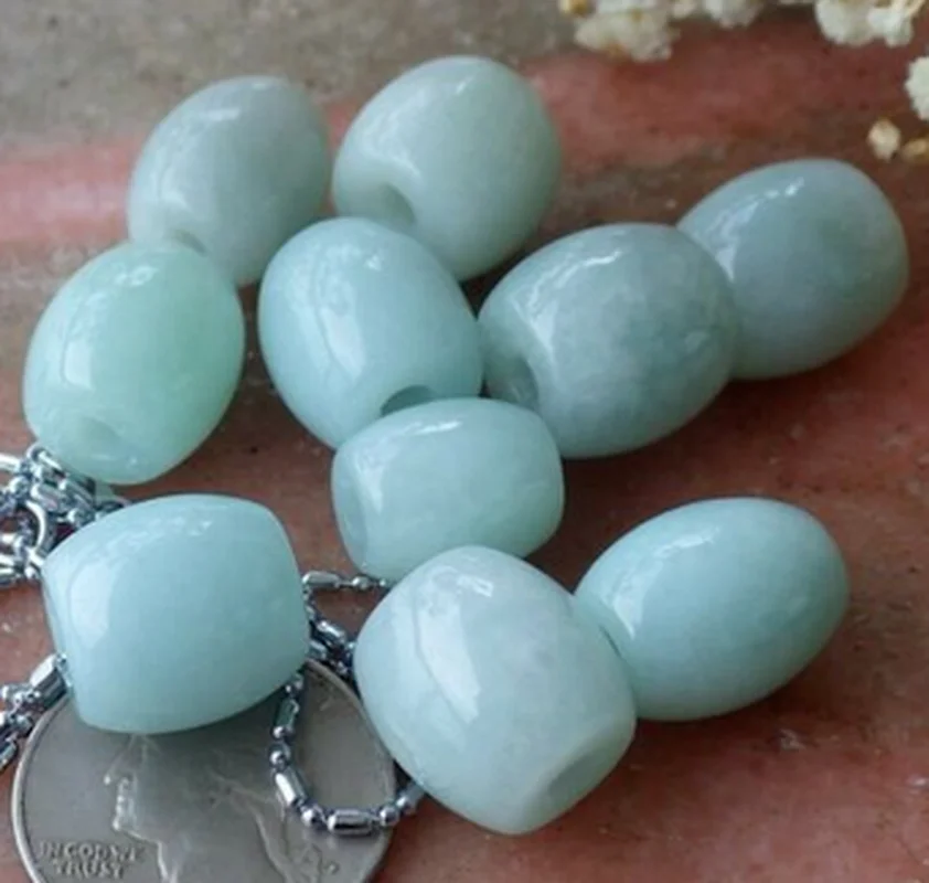 Бледно-зеленый натуральный нефритовый кулон Круглый пончик | Украшения и