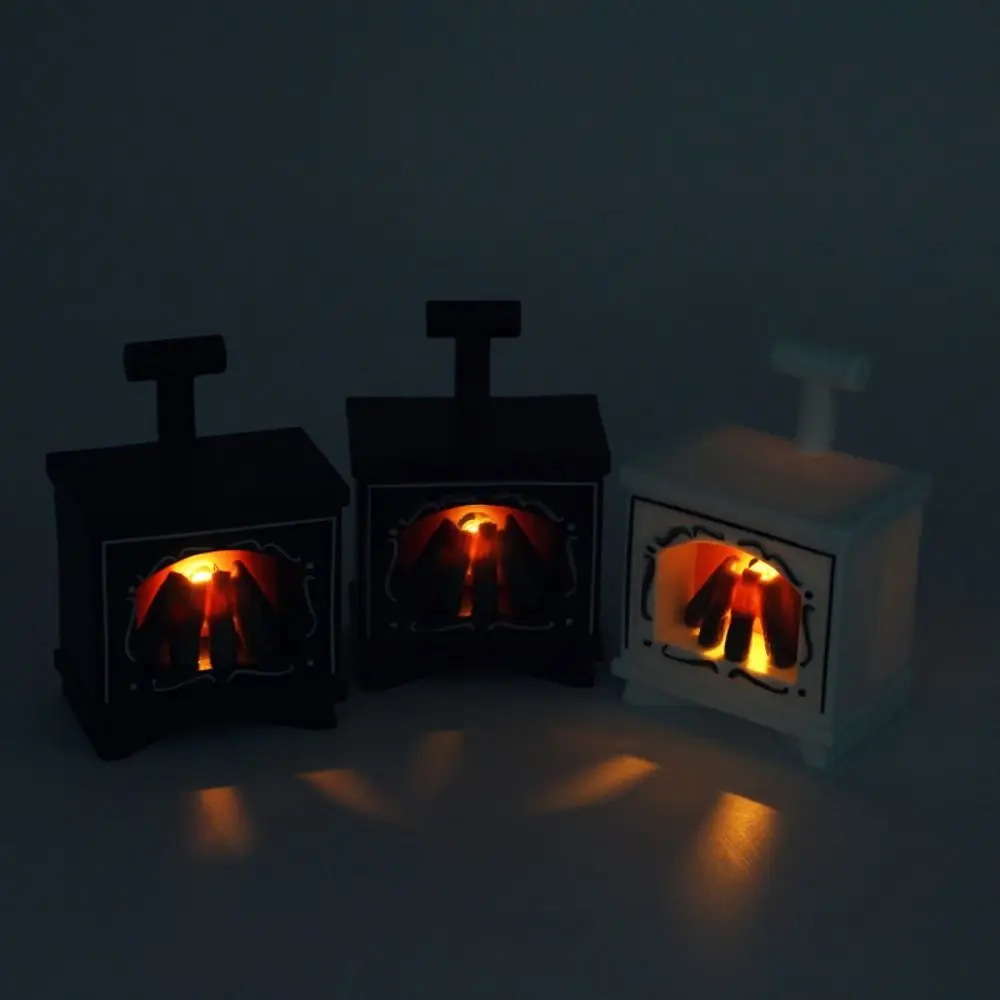 Trendy DIY Mini LED Glowing Fireplace Model Winter Christmas Halloween Gifts DIY Accessories Home Decor for 1/12 Dollhouse 4