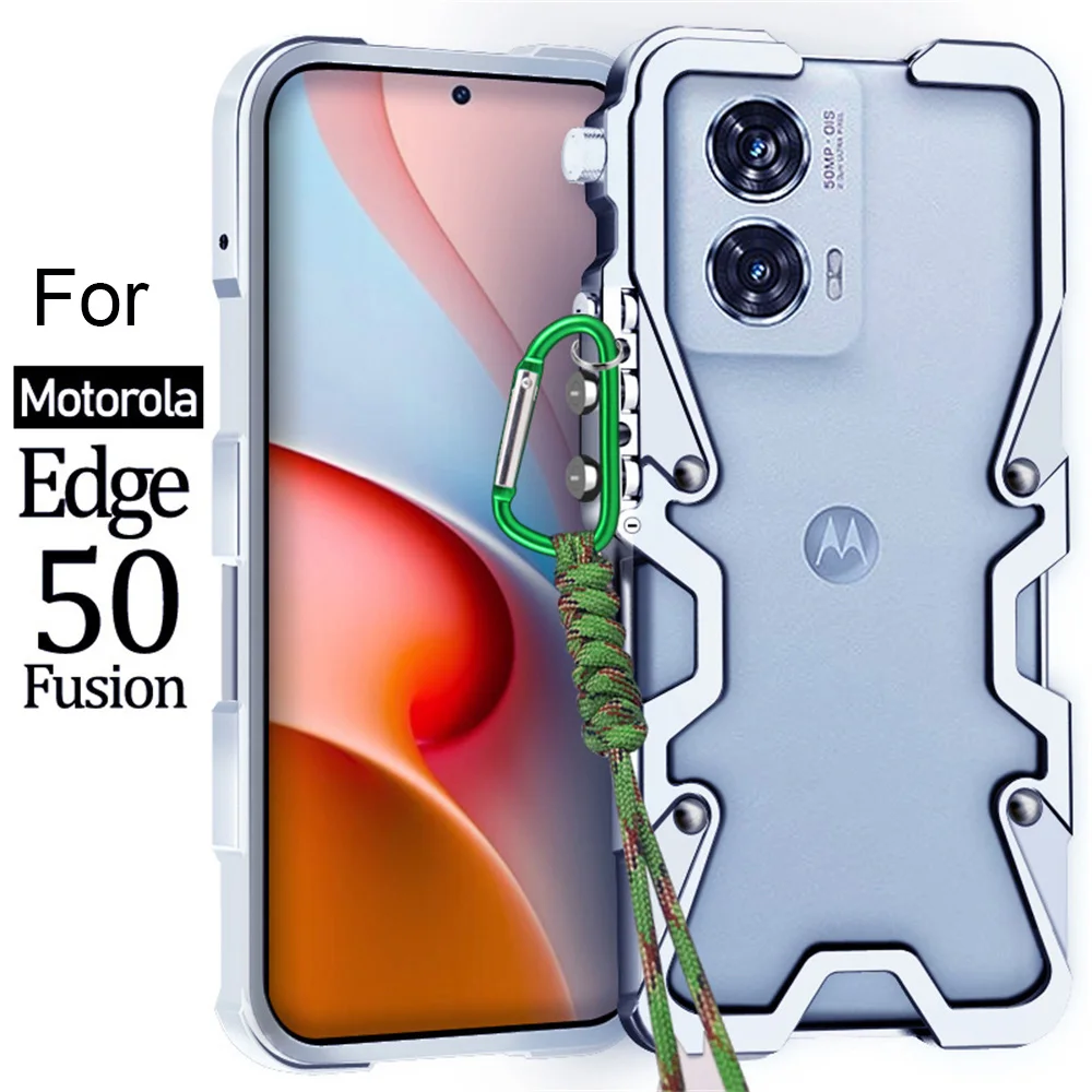 EASSGU Custodia per Armor per Motorola Moto Edge 50 Fusion (6.7 Inches), Cover Rigida con Supporto ad Anello in Silicone per PC con Base Magnetica - Blu