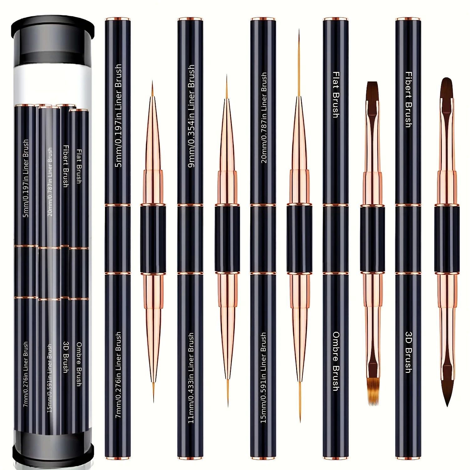 5Pcs Dual End Nail Art Pen Brushes