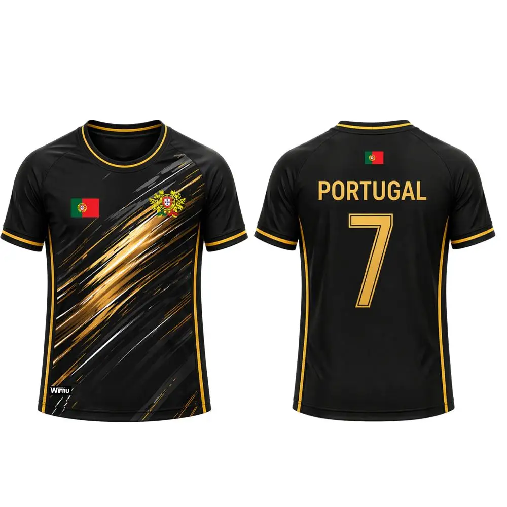 New Portugal Flag Football Jersey Outdoor Sports Training Breathable Soccer Short Sleeve T-shirt Men's And Women's Casual Top - Image 5
