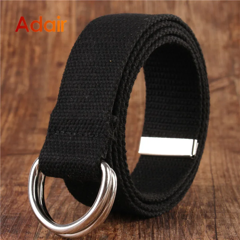 Women Belts Double Ring Buckle High Quality Strap Casual Sports Students Belt Metal Webbing Belts For Ladies Canvas Nylon DT037