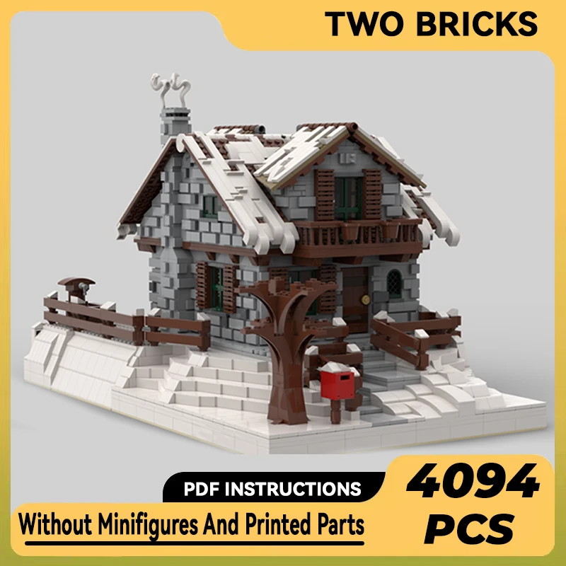 

Moc Building Blocks Christmas Street View Winter Chalet Technical Bricks DIY Assembly Construction Toys For Child Holiday Gifts