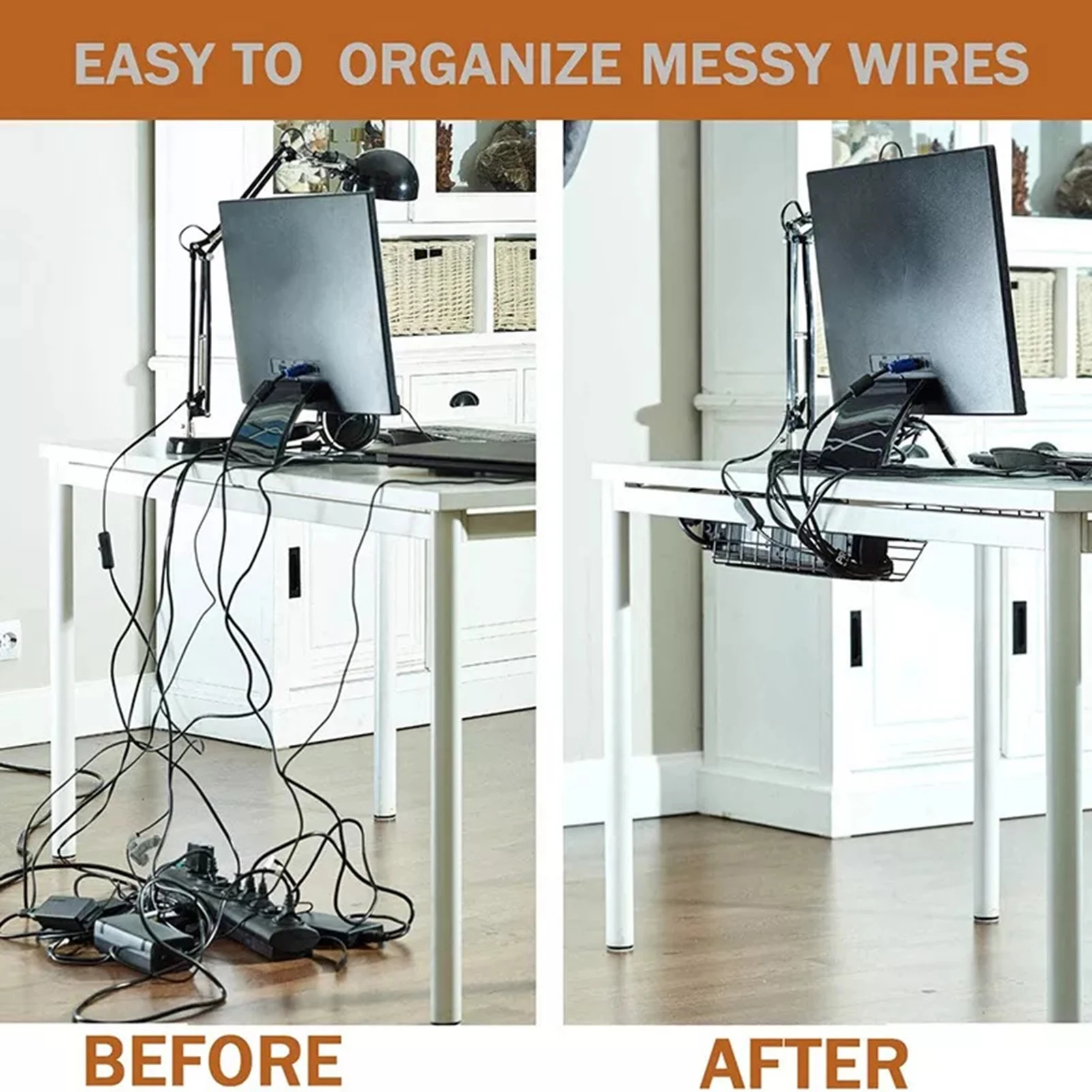 Sans Marque Cable management-Organisateur des câbles sous bureau