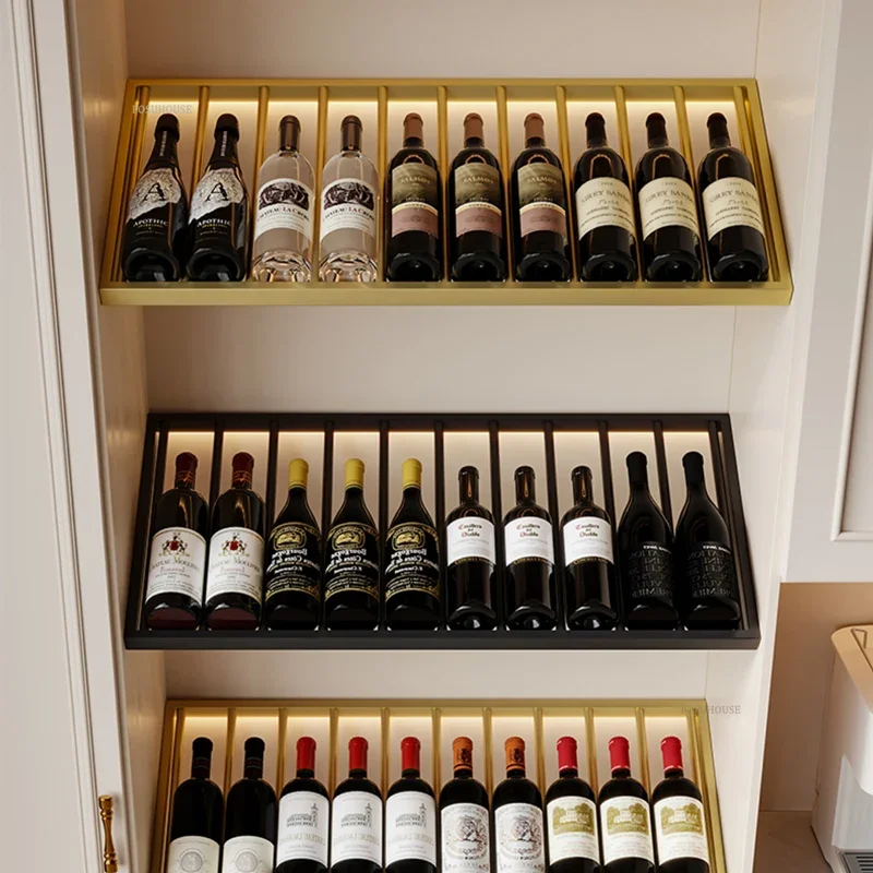 Light Luxury Iron Wine Racks High-end Bar Cabinet Red Wine Oblique Shelf Home Bottle Dsecorative Display Racks C