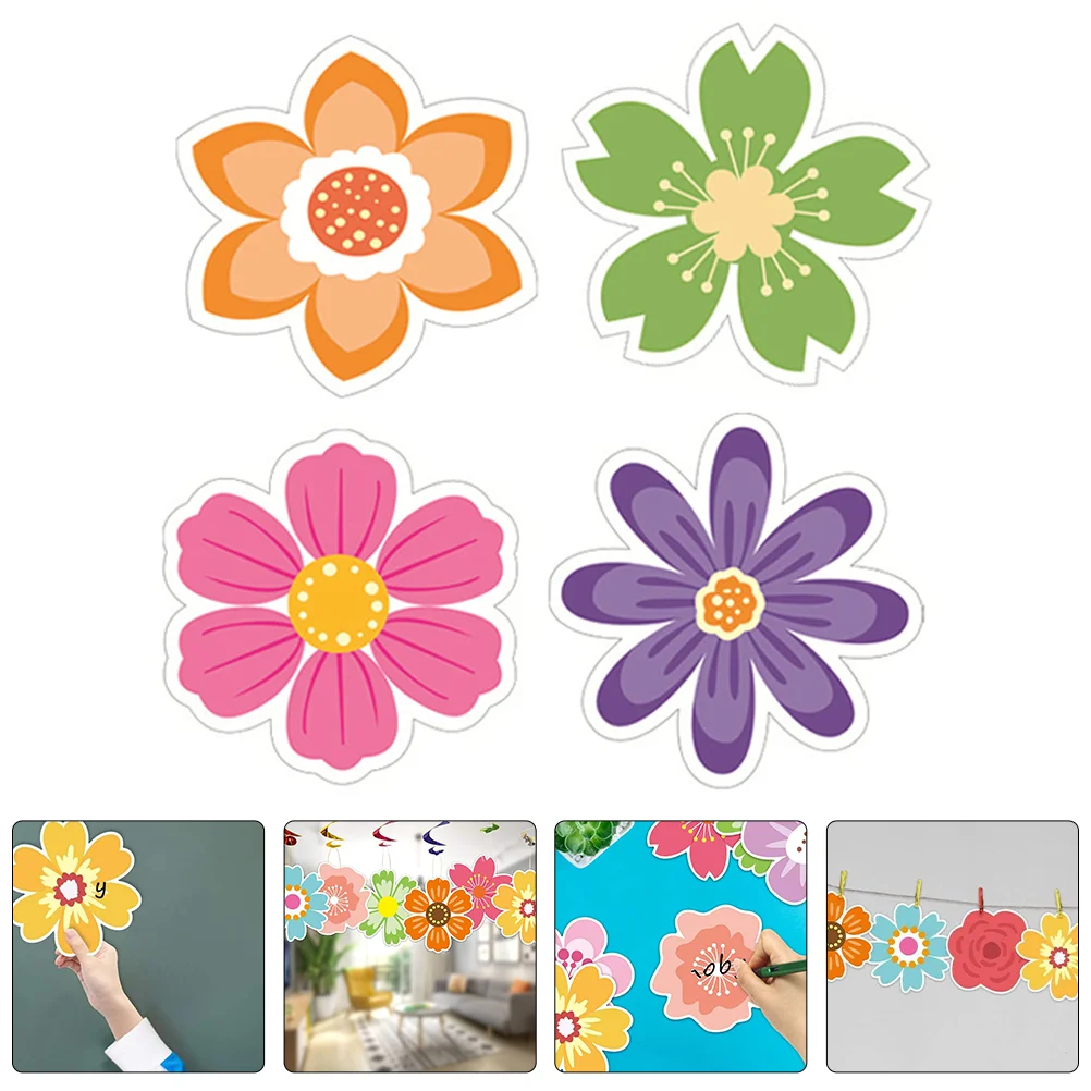 

Цветочный декор для карт, Мультяшные бумажные вырезы, цветы «сделай сам», карты с покрытием, декоративный класс, фестиваль, цветные