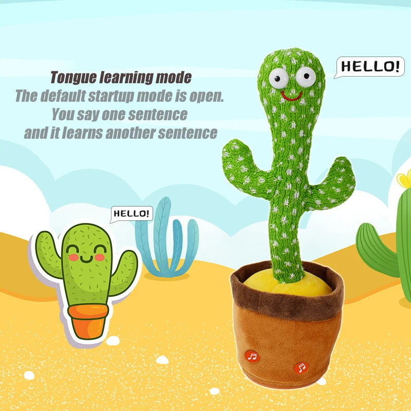 Cactus toys for children who can dance and spea Sunshine cactus electronic luminous plush toys with 120 English songs Smart toy