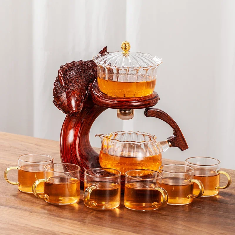 Glass Teapot Infuser Magnetic Diversion Fish Teapot Full Automatic Heat-resistant Kungfu Tea Water Drinking Creative