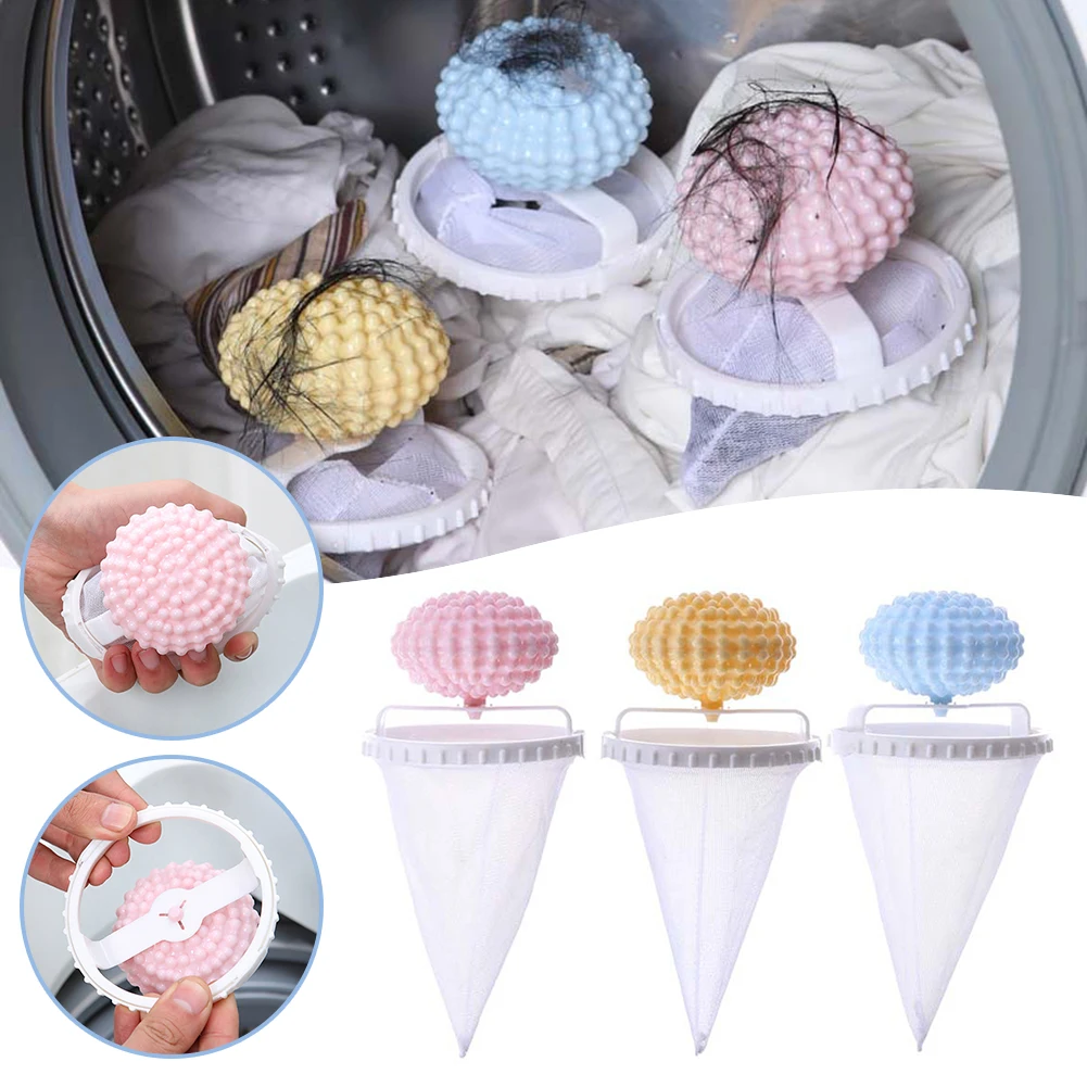 3pcs/set Washing Machine Hair Filter,Laundry Floating Lint Hair Catchers Ball,Reusable Mesh Dirty Collection Pouch Cleaning Tool