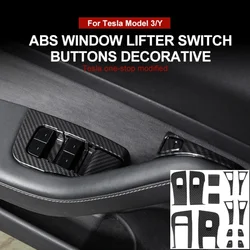 For Tesla Model 3 Y Window Lifter Switch Buttons Cover Trim Frame Sticker Carbon Fiber ABS Car Interior Decoration Accessories