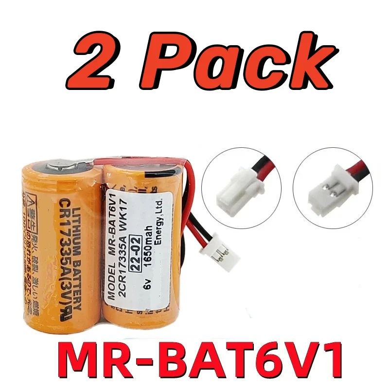 2 PACK Original MR-BAT6V1 2CR17335A WK17 6V PLC Lithium Battery With White Connectors Used For M80 J4 Servo Parts