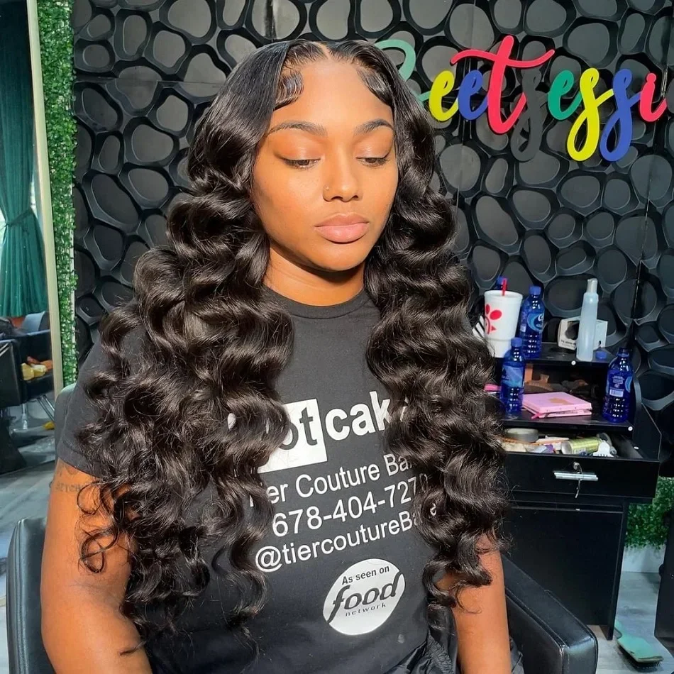 HD 13x6 Lose Naturwelle Lace Front Echthaarperücken 250 % Transparent 30 36 Zoll 13x4 360 Full Deep Water Wave Lace Frontal Perücken – Detail 9