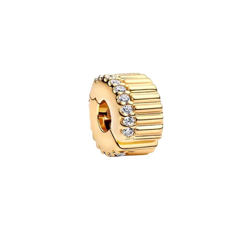 Sparking Gold Plated Charm Beads Pendant For Original Snake Silver Bracelet Necklace DIY Jewelry Women Gift