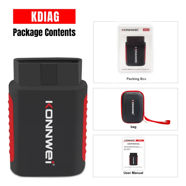 KONNWEi Car OBD2 Scanner Bluetooth Connection APP Control EPB/DPF/OiL/BMS Reset Function Fault Code View Car OBD Diagnostic Tool