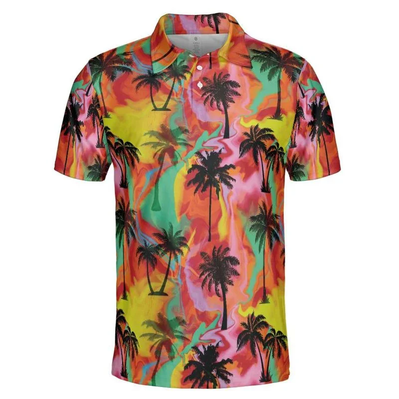 Tropical Style Colorful Palm Trees 3D Print Polo Shirts For Men Stripe Gradient Vacation Golf Shirts Plant Graphic Comfortable 9 Sa9bfbc681ac249628517f90ebfa161f0G