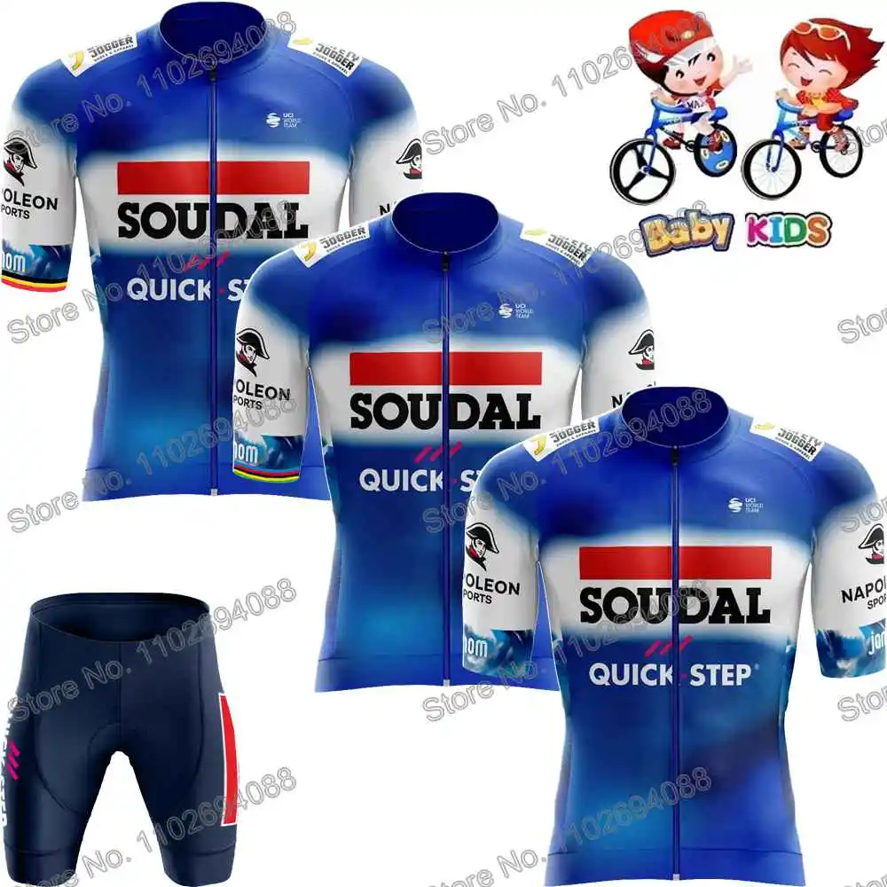 SoudalQuickStep2024KidsCyclingJerseySetSummerBoysCycling