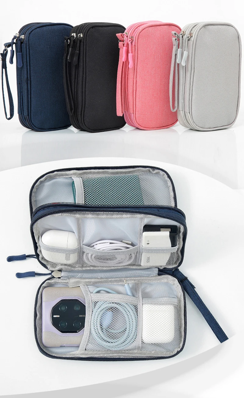 Ladegerät-Datenkabel-Organizer-Tasche Wasserdichte Oxford 1/2-Schichten Aufbewahrungstasche für Handy-Kopfhörer Tragbare Reisetaschen – Detail 4
