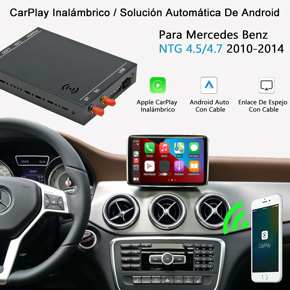 

Декодер Беспроводной CarPlay Android авто для Mercedes Benz A B C E GLA GLK GLS CLA ML класс 2010-2014 с системой NTG 4,5 4.7