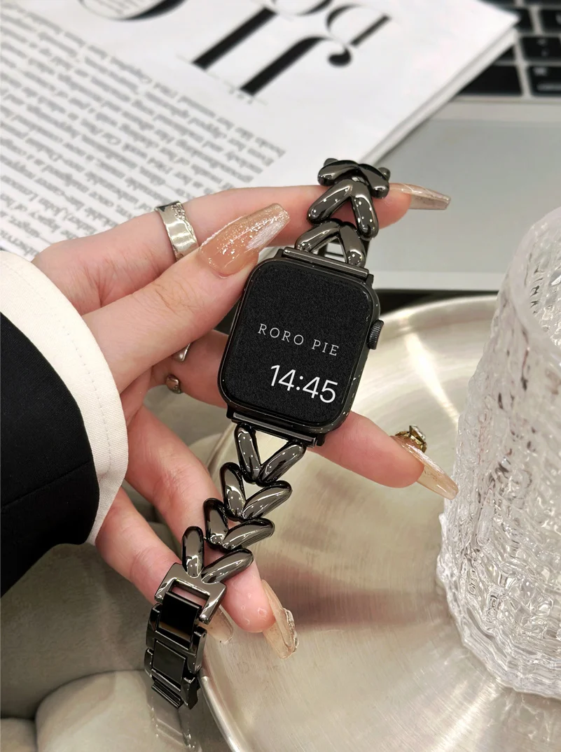 الحب القلب حزام معدني لساعة أبل se 40 مللي متر الف...