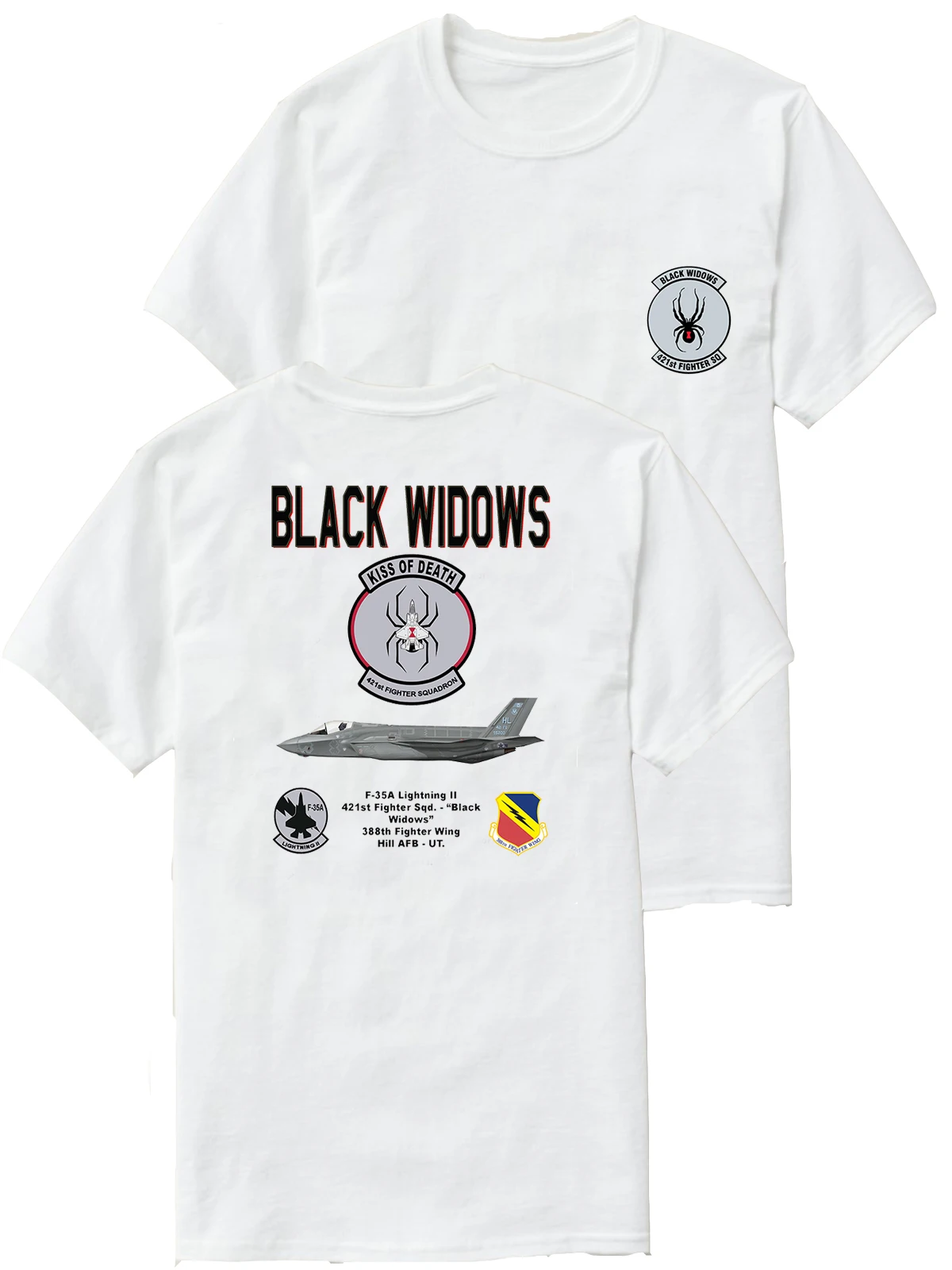 USAF F-35A Lightning II Black Widows 421st Fighter Squadron T-Shirt Short Sleeve Casual Cotton O-Neck Summer Mens T-shirt