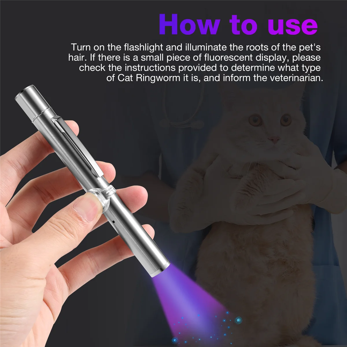 Wood's Lamp Portable,UV for Pet Dog/,Cat Ringworm Detector, Pet Urine Detector,Rechargeable