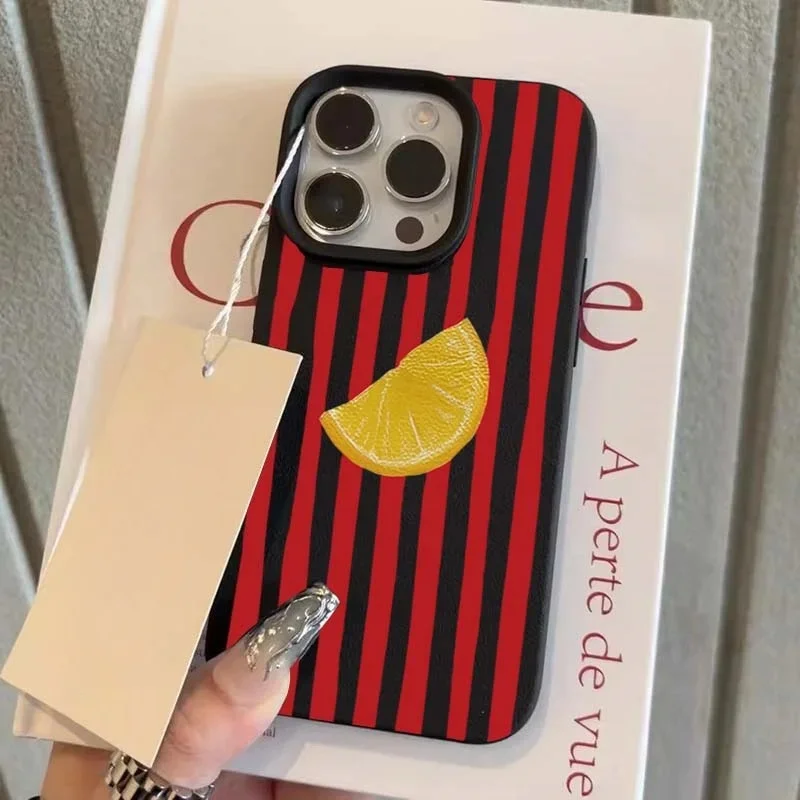 Enhanced Retro Striped Leather Texture Phone Case Cover